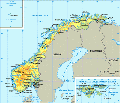Карта Норвегии