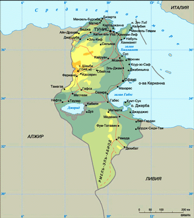 Карта Туниса